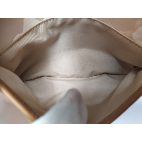 Coach Legacy Signature Beige Canvas Brown Leather Trim Flap Wristlet Coin Wallet - Picture 11 of 12